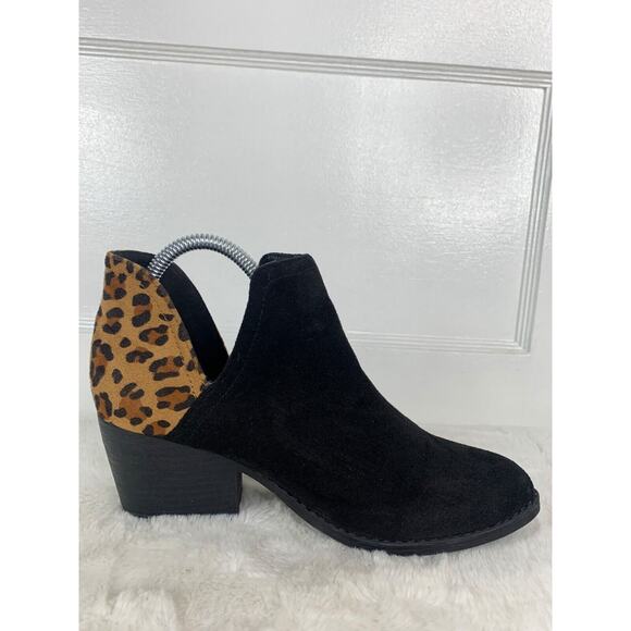 Boutique By Corky's Kippi Womens Black & Leopard Print Ankle Booties Size 9 - Picture 5 of 9